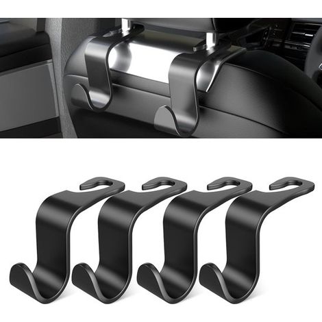 Ganci, set da 4 per schienali dei sedili auto, accessori per interni auto, realizzati in plastica nera, per borse, borse della spesa, vestiti, kit di attrezzi portatili (1/5)