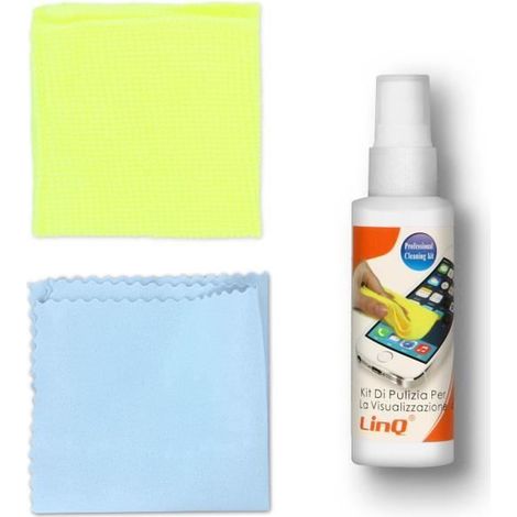 Kit Nettoyant Écran Spray 100ml + 2 Chiffons microfibres Design de Poche LinQ (1/4)