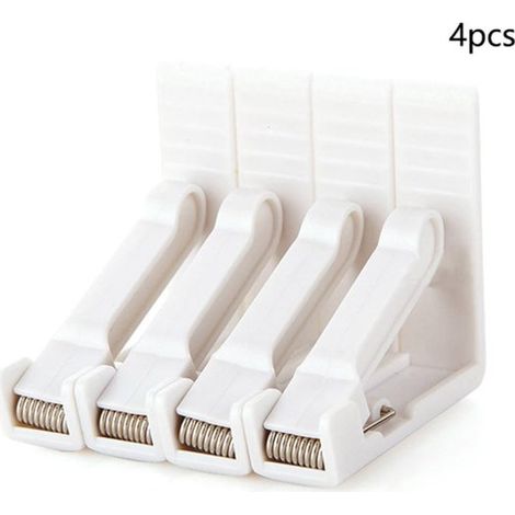 2 set da 8 mollette per tovaglia in plastica bianca ciascuno, con mollette regolabili e resistenti. Adatte a piani di tavolo di circa 4,1 cm di spessore. (1/5)
