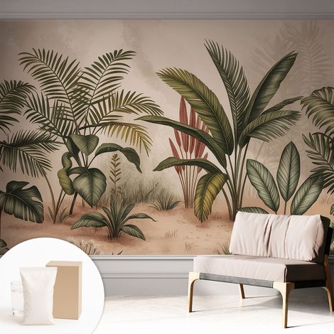 Papier peint intissé décoratif avec motifs pour salon et chambre a motif - Colle incluse gratuite Motif végétal 312x219 cm (1/5)