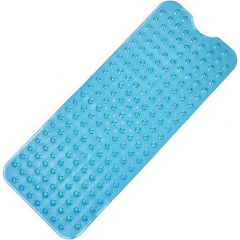 Tapis baignoire antidérapant - Idéal pour bebe - Tapis de bain Grande taille 100x41cm - PVC - 200 ventouses - Bleu (1/4)