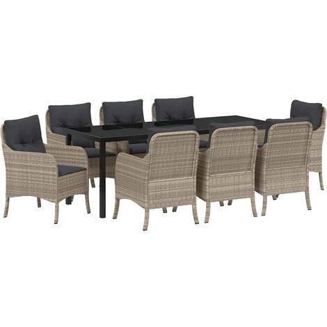 Maison Exclusive - Set da Pranzo per Giardino 9 pcs Grigio chiaro polyrattan