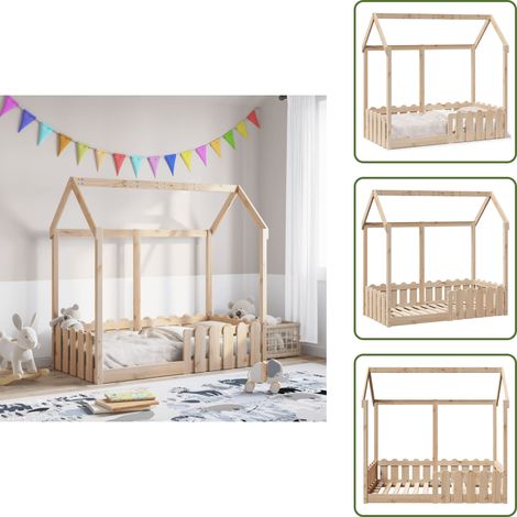 Giroletto in legno - vidaXL Giroletto Casetta per Bambini 70x140 cm Legno Massello di Pino - Letto a pavimento
