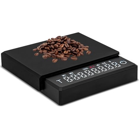 Minibalanza para café con temporizador, precisión de 2 kg/0,1 g, 3 modos, recargable por USB-C, ideal para café espresso y de filtro, con tapa aislante de silicona. (1/5)