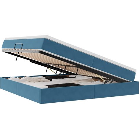 Maison Exclusive - Letto con contenitore e materasso Blu Scuro 200 x 200 cm (1/5)
