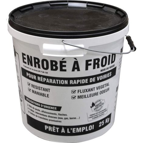 Jardibric – Enrobé à froid 25kg – Rebouchage de nid de poule noir – SANS ODEUR – Adhérence optimale – Norme NF P 98139