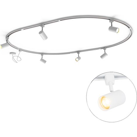 Modernes Schienensystem mit 6 Strahlern weiß 1-phasig oval 100cm - Iconic Jeana (1/5)