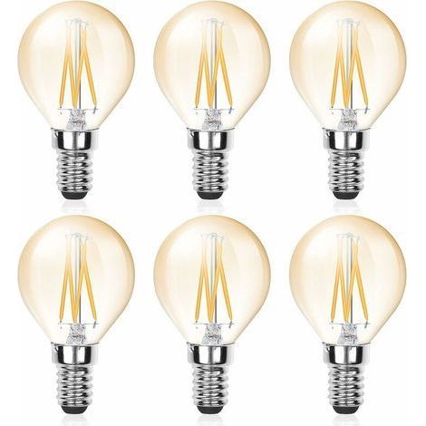 6 Ampoules LED E14 Filament G45 4W Dimmables Ambre 6000K Blanc Froid 220V (1/5)