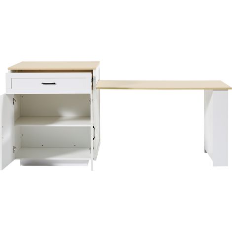 Mesa alta extensible con almacenaje 133-202 x 70 x 93,5 cm MDF blanca (1/5)