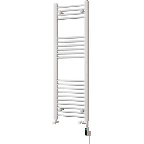 Zennor - White Dual Fuel Towel Rail H1200mm x W400mm Thermostatic WIFI - Straight (1/3)