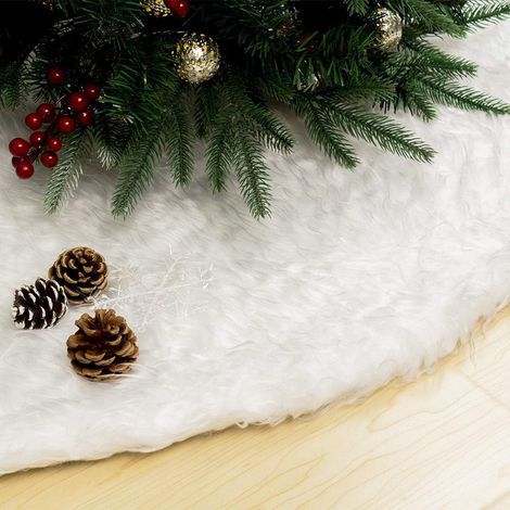 Tappeto decorativo per albero di Natale, pelliccia artificiale, bianco, 150 cm (1/5)