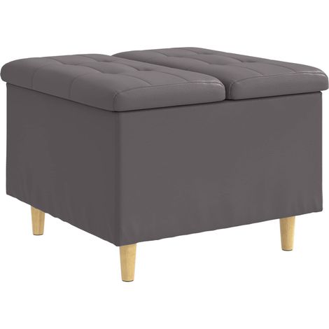 vidaXL  Storage Ottoman  with Cushion Grey 60 x 60 x 45 cm Faux leather