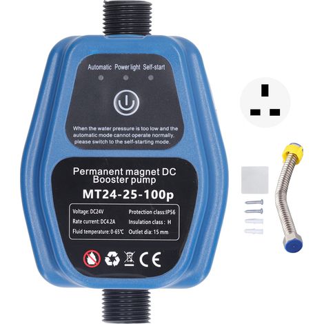 Pompe de surpression d'eau 100W 24V 25L IP56 capteur intelligent automatique pour douche 100-240V prise UK (1/5)