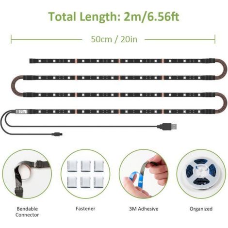 Bande LED lumineuse - Ustellar - 2M - RGB - Télécommande APP - Alimenté par USB (1/4)