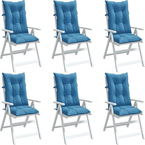 vidaXL Cojines silla respaldo alto 6 uds tela azul melange 120x50x7 cm (1/5)