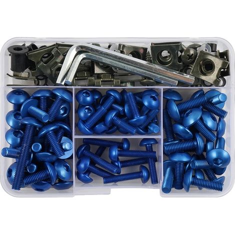 Kit de tornillos para carenado, aluminio resistente, fácil instalación, azul (1/2)