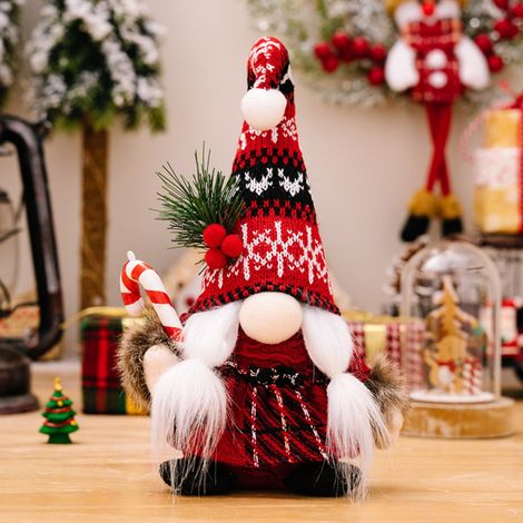 Gnome - Peluche Décorative Sans Visage - Ornement de Noël pour Intérieur et Arbre de Noël - Lot de 3 (1/3)