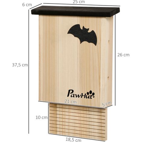Lot 3 nichoirs à chauves-souris naturel noir sapin traité résistant aux intempéries, chaque logement accueille jusqu’à 3 chauves-souris jardin (1/5)