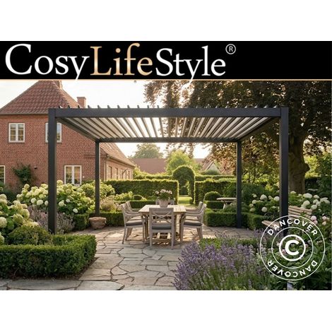 Bioklimatischer Pergola Pavillon San Pablo Steel+, 4x4m, Schwarz - Dancover