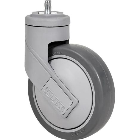 rueda giratora espiga roscada m12x25 50hc125cp-pgaisb goma gris eje bolas (1/2)