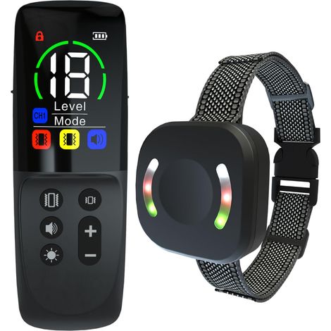 Meloive Collar de Adiestramiento para Perros,Collar Recargable con Rango de Control Manual 800 Metros,4 Modos de Adiestramiento Efectivos Luz LED/Sonido/Vibración/Fuerte Vibración (1/5)