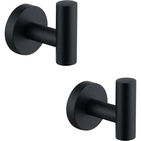 Handtuchhaken, LYLIN Edelstahl-Wandhaken für Badezimmer, Handtuchhalter für Küche, Wohnzimmer und Büro (Schraubmontage, Schwarz, 2 Stück) (1/4)