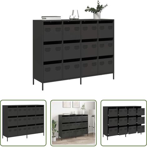 vidaXL Metallkommode - Sideboard Schwarz 135x39x103,5 cm Kaltgewalzter Stahl (1/5)