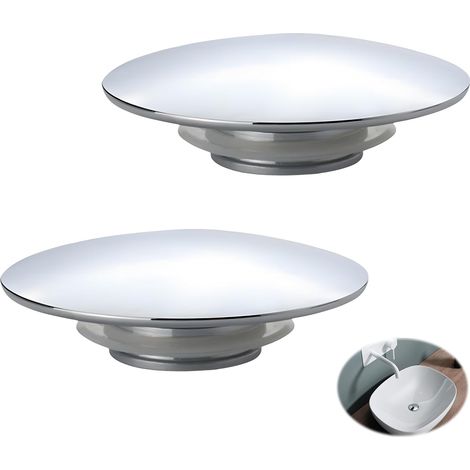 Lot de 2 Bouchon de Vidange, Boutons Poussoirs de Rechange Facile à Déployer Vanne de Vidange Escamotable Universelle Bouchon de Vanne Couvercle Rond de Vanne de Vidange pour Cuisine Salle de Bain (1/5)