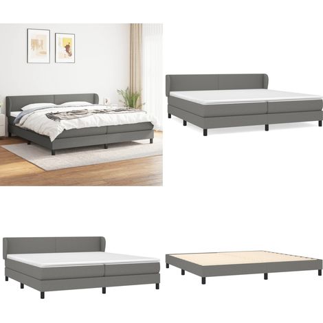 Boxspringbett mit Matratze Dunkelgrau 200x200 cm Stoff - Boxspringbett - Doppelbett - Bettenrahmen - Matratze - Nachttisch - Home & Living