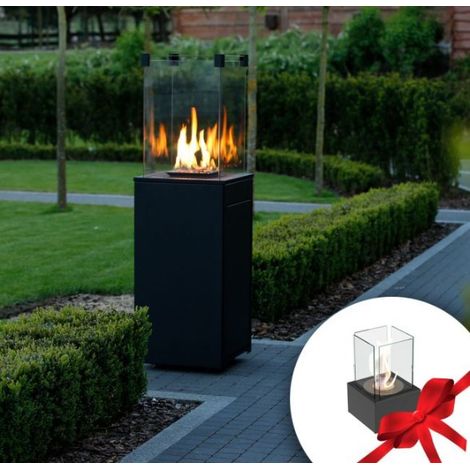 Estufa de gas exterior PATIO MINI + TANGO/1 biochimenea negra