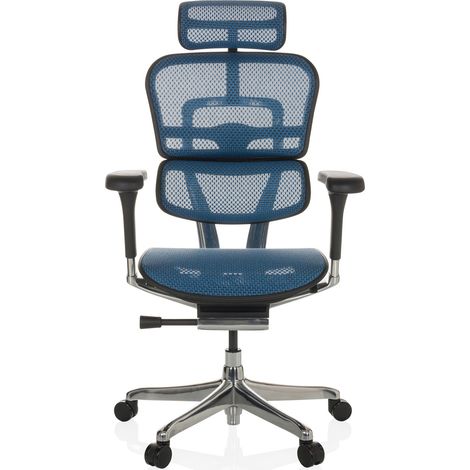[NEUWERTIG] B-Ware Hjh Office Bürostuhl Chefsessel Ergohuman Netzstoff Blau Ergonomische Sitzfläche (1/2)