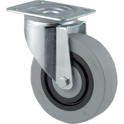 Roulettes pivotantes à bandage en polyamide gris et anneau central en caoutchouc TENTE 3470HUR125P62 (1/4)