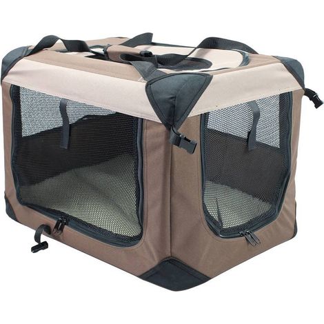 Marron clair et marron foncé - Cage en tissu résistant à l'eau avec cadre en acier facile à plier pour chiens et chats (1/2)