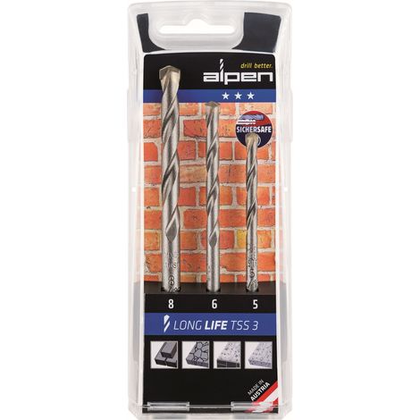 Alpen Steinbohrer Betonbohrer Long Life TSS 3 3tlg 5,0 6,0 8,0 mm 700103100 (1/2)