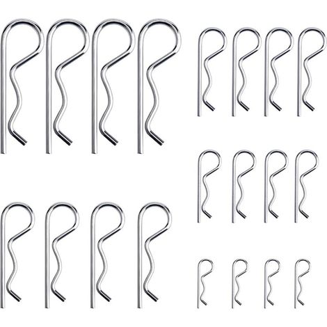 20 Pièces R Clips Goupilles de Retenue, Kit d'assortiment de Goupilles d'attelage à Goupille Fendue Robuste Plaqué Zinc pour Systèmes de Verrouillage de Camion de Remorquage, M1.2-M3.5 (1/5)