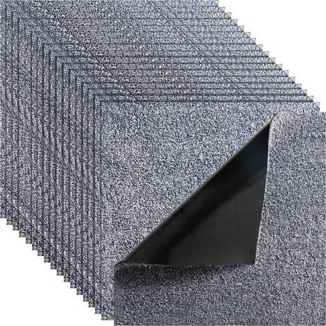 Tapis en Dalles 457x457 mm, Lot de 10, Auto-Adhésif, Moelleux, Gris, Revêtement 2,1 m², Pose Facile Salon & Chambre (1/5)