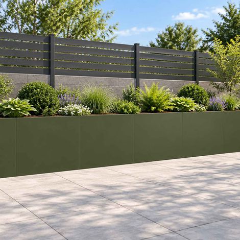 vidaXL Retaining Wall 4 pcs 40 x 12 x 40 cm Steel Olive Green (1/5)