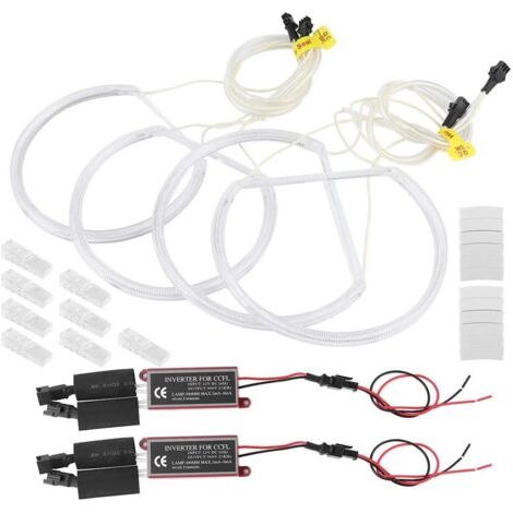 Pair - Kit d'éclairage angel eyes CCFL blanc 12V pour BMW E46 – Luminosité élevée – Installation facile avec clips et autocollants inclus (1/5)