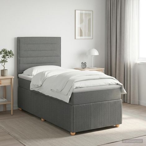 Cama box spring con colchón Gris oscuro 100 x 200 cm Tela (1/5)