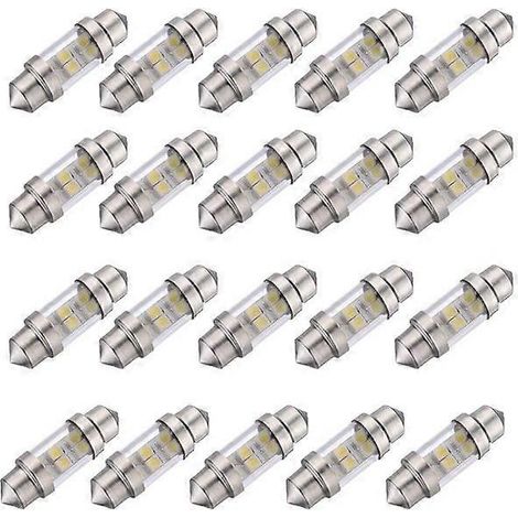 20 ampoules LED blanches pures de 31 mm, 6 SMD 1210, pour plafonnier intérieur de voiture (type navette), 12 V (1/3)