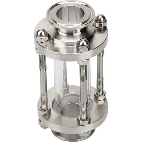 Voyant de niveau en acier inoxydable à trois colliers de serrage de 51 mm, visibilité du débit, avec virole de 64 mm. (1/5)