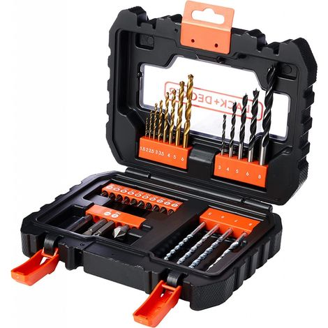Set 31 pezzi per forare ed avvitare con punte,inserti,porta inserti BLACK+DECKER (1/4)