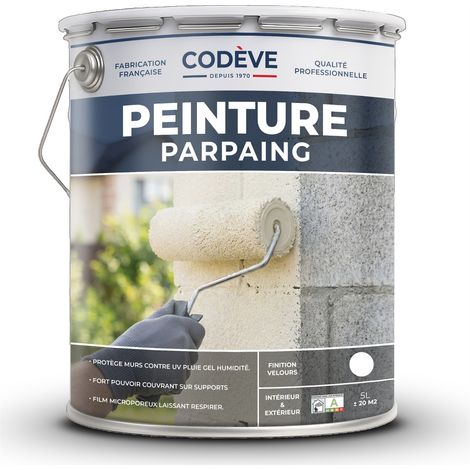 Peinture Parpaing - 5 L - Codeve Bois - RAL 8014 - Brun sépia - Pour La Protection D'un Mur Parpaing, Brique Ou Béton Cellulaire.