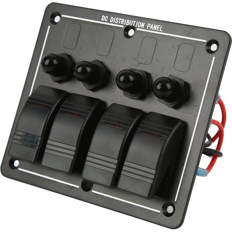 4-fach Wippschalterfeld 12–24 V EIN/AUS Kippschalterfeld IP66 wasserdicht mit LED-Anzeige für Autos, Wohnmobile, Motorräder, Jeeps, Yachten, UTVs (1/5)