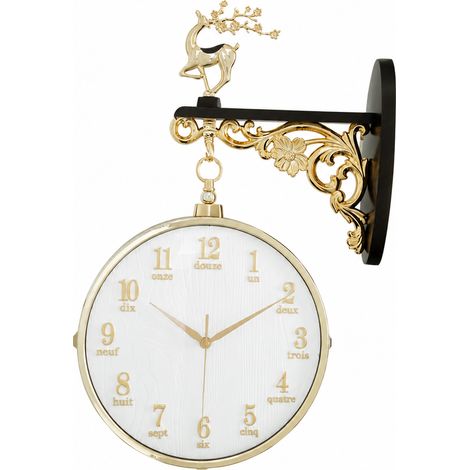 Horloge murale double face motif cerf modèle 7941 bleue silencieuse à quartz bleu 58 × 37,2 × 11 cm – Livraison gratuite (1/5)