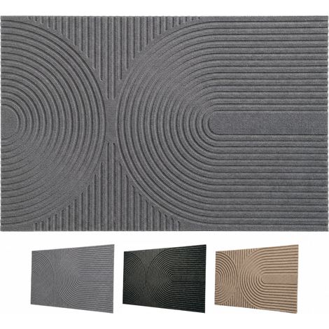 Paillasson Circa antisaleté, style Boho ondulé, Gris, 90 x 150 cm