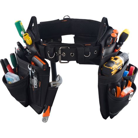 VEVOR Ceinture Porte Outil 18 Poches Ceinture a Outils Tour de Taille Ajustable 80-131 cm Sacoche Charpentier Amovible et Reglable Sac a Outils pour Electricien Construction Homme Chantier Bricolage (1/5)