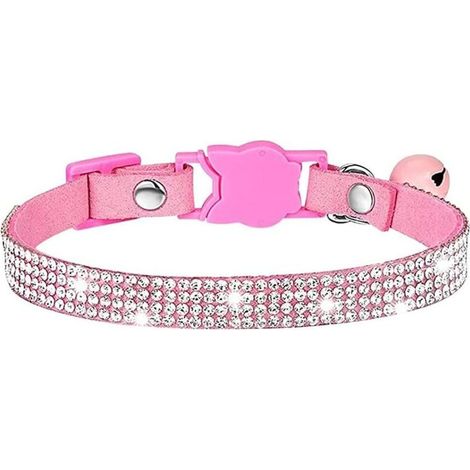 Set di 5 collari per cani e gatti – collare in morbido velluto e cristalli – Rosa