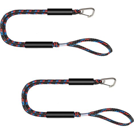 Cordon Elastique Amarre Cordon Bateau Corde d'amarrage Sangle de Mouillage Corde Élastique Amarre pour Bateau Accessoires 2 pièces (Noir + Bleu + Rouge)