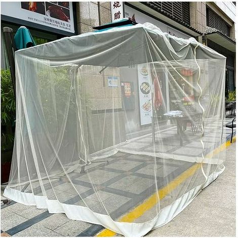 Moustiquaire pour parasol de terrasse de 7,5 à 11 pieds/300 x 230, écran de parapluie en maille de polyester, moustiquaire universelle pour parapluie avec porte à fermeture éclair et corde réglable, c (1/5)